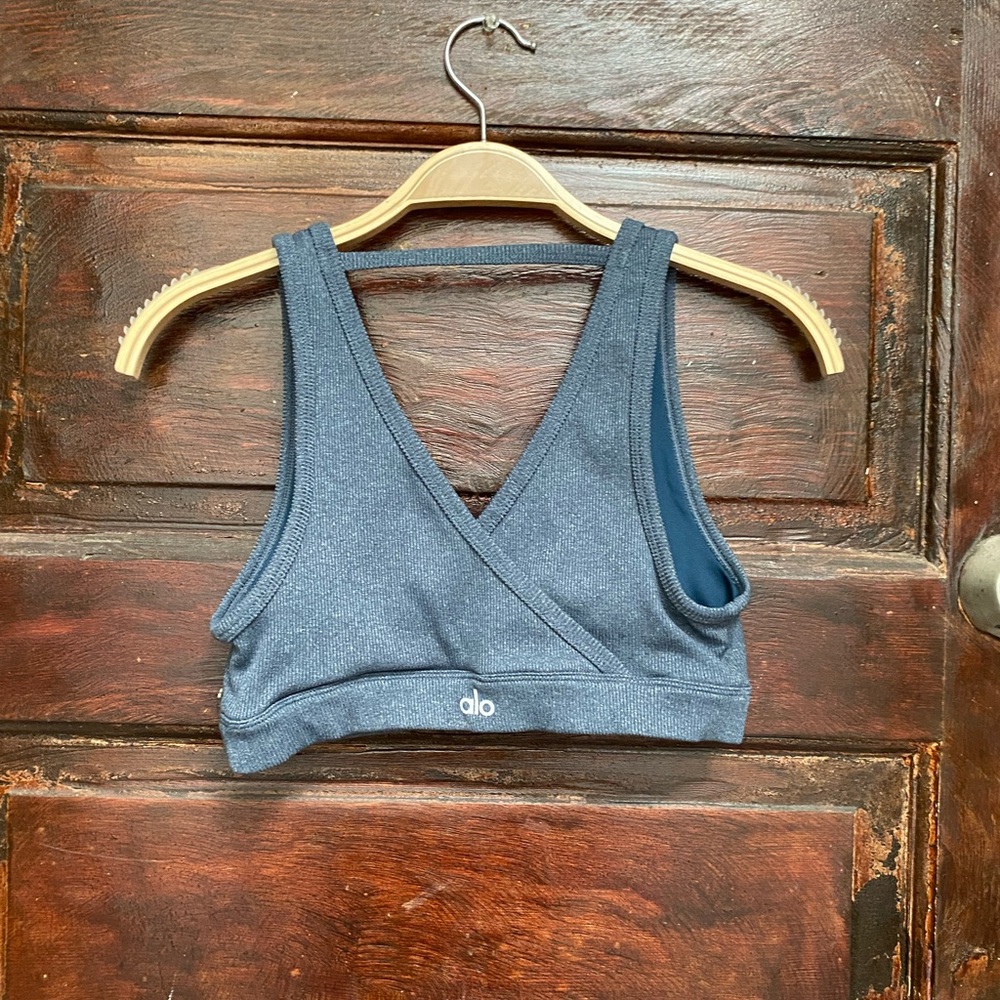 ALO Yoga Blue Cross-Back Sports Bra